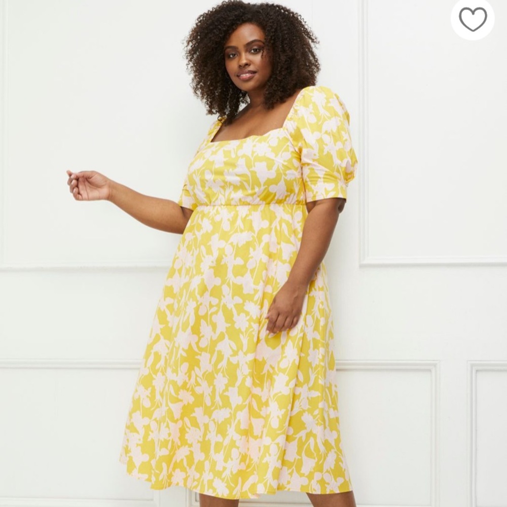 Eloquii Elements Puff Sleeve Fit Flare Dress Sz 16